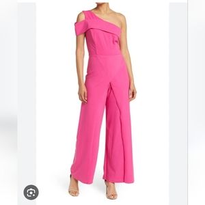 One-Shoulder Jumpsuit Marina Hot Pink Sz 6 Pants